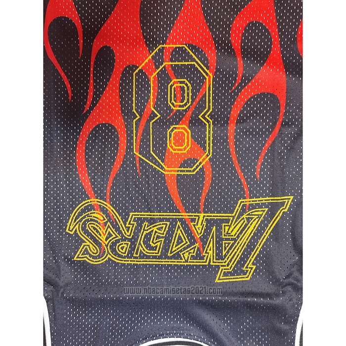 Camiseta Los Angeles Lakers Kobe Bryant #8 Flames Negro